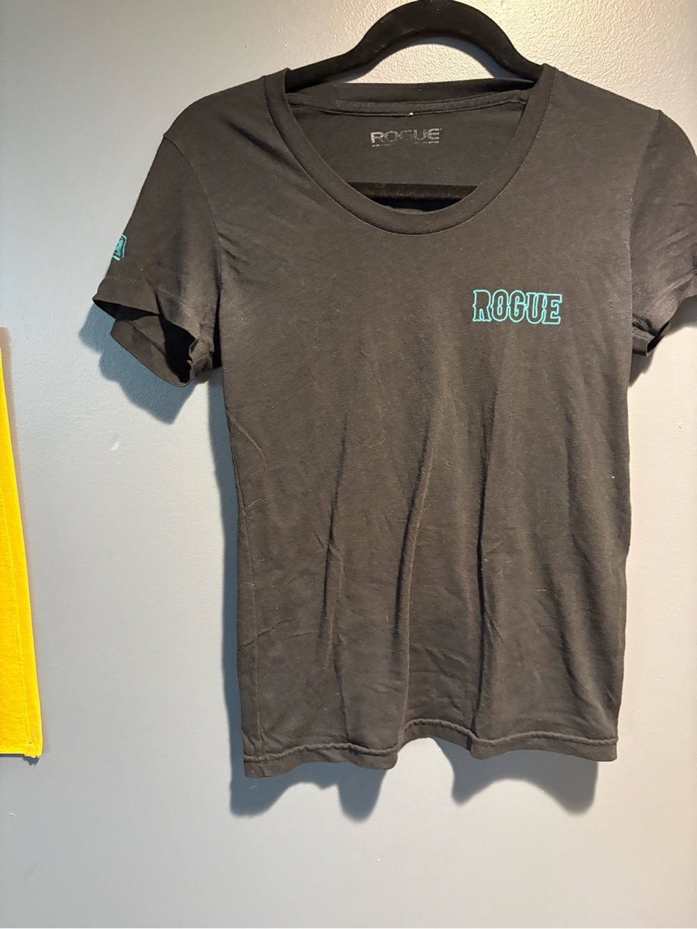 💥Buy 2 Get 1 Free💥 Rogue Black Short-Sleeve Crewneck Tee with Teal Logo